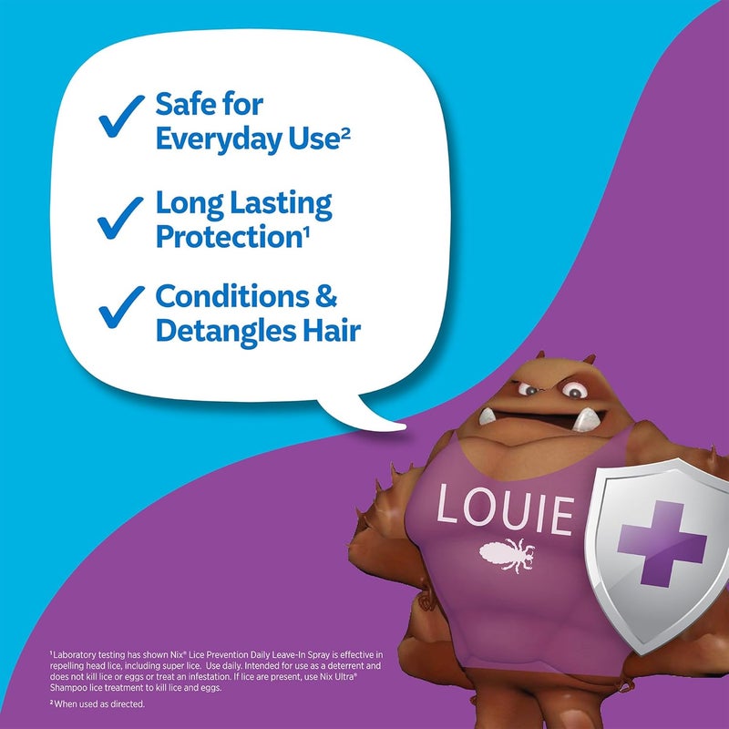 NIX Lice Prevention Daily Leave-In Spray for Kids, Long-Lasting Protection, Repels Superlice, 6 Fl Oz - Image 1